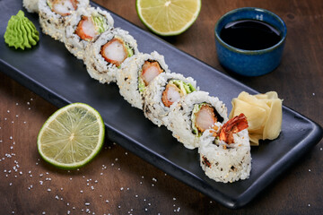Japanese seafood Oriental food sushi rolls