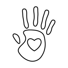 Heart on hand line style icon design of love passion and romantic theme Vector illustration