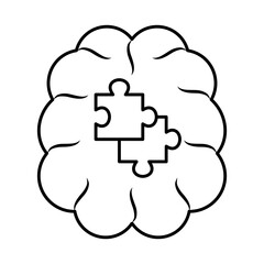 Puzzles in brain line style icon design, Jigsaw game object teamwork match toy element connection and solution theme Vector illustration