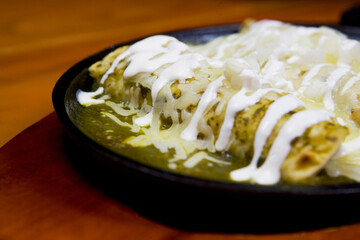 Close-up of enchiladas in a plate