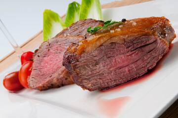 Close-up of rump steaks