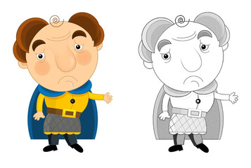 cartoon scene with king knight standing and doing something illustration