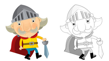 cartoon scene with king knight standing and doing something illustration