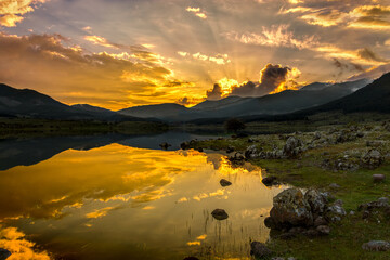 sunset in the mountains