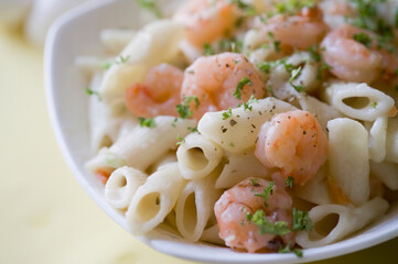 Close-up of a bowl of cooked pasta