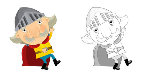 cartoon scene with king knight standing and doing something illustration