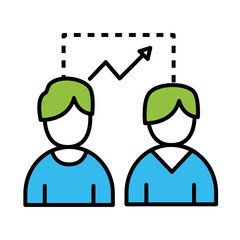 coworkers men with increase arrow line and colors style icon design, Coworking teamwork and strategy theme Vector illustration