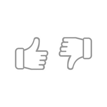Thumbs up and thumbs down line icon