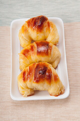 High angle view of croissants in a platter