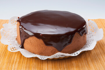 Close-up of chocolate sauce on a cake