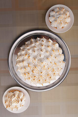 High angle view of meringue pies
