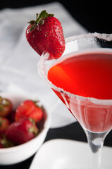High angle view of a strawberry cocktail