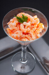 Close-up of a prawn cocktail