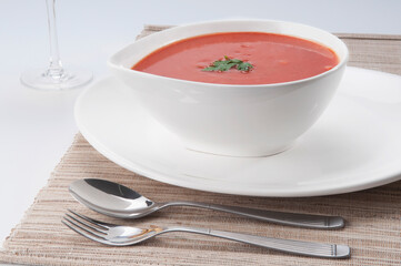 Close-up of tomato soup
