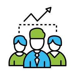 coworkers men with increase arrow line and colors style icon design, Coworking teamwork and strategy theme Vector illustration