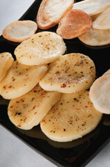 Close-up of grilled provolone cheese with breads