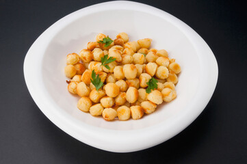 Close-up of fritters garnished with parsley