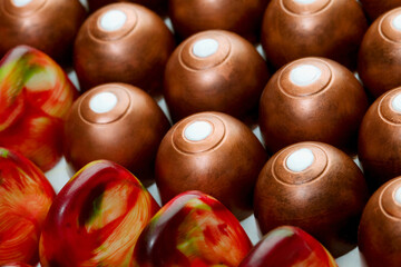 Close-up of gourmet chocolates