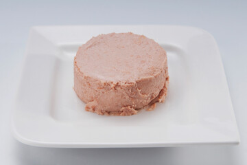 Close-up of canned meat in a plate
