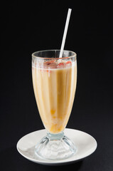 Close-up of a strawberry milkshake