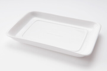 Close-up of an empty white tray