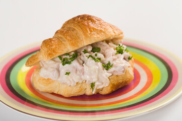 Close-up of a tuna stuffed croissant