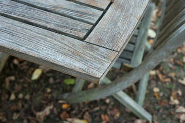 Naklejka premium closeup of Teak garden furniture in the private garden