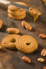 Close-up of cookies with peanuts