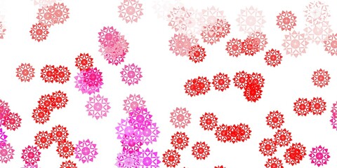 Light pink, yellow vector texture with bright snowflakes.