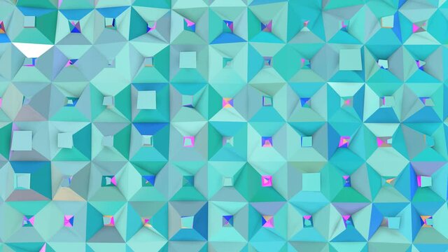 blue turquoise low poly animated background. abstract deformation. 3d render