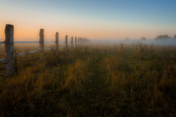 misty morning sunrise