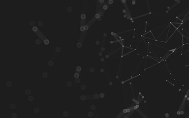 Abstract background. Molecules technology with polygonal shapes, connecting dots and lines. Connection structure. Big data visualization.