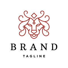 Lion line style logo template