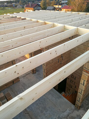 Wood construction frame for house roof