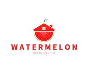 Watermelon House/Home Logo Concept. Vector Design Illustration. Symbol and Icon Vector Template.