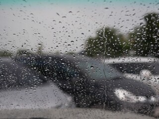 rain water drops on the car windshield.