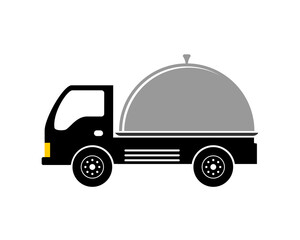 Truck delivery with food plate logo