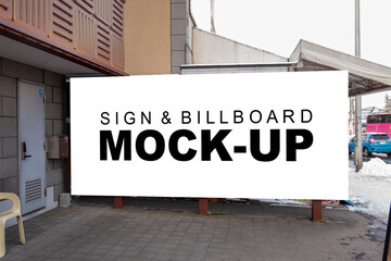 Large mock up outdoor billboard stand near entrance building