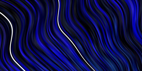 Dark BLUE vector background with wry lines. Colorful abstract illustration with gradient curves. Template for cellphones.