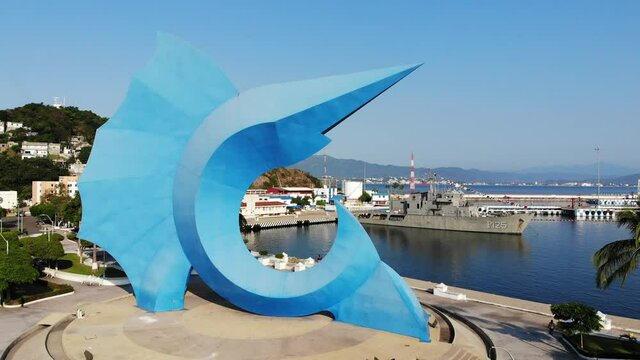 Bay of the port of Manzanillo in Colima, Mexico. Import and export of merchandise by sea