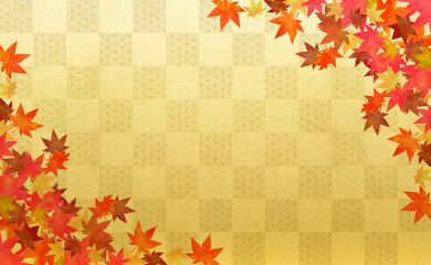 Gold check pattern. gold. background.
金　チェック柄　市松模様　紅葉　金色の市松模様　麻の葉　背景