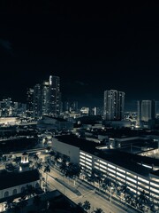 Naklejka na ściany i meble The incredible city lights Skyscrapers of Miami on a beautiful evening 