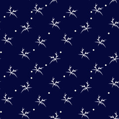 seamless small vector flower design pattern  on  navy   background