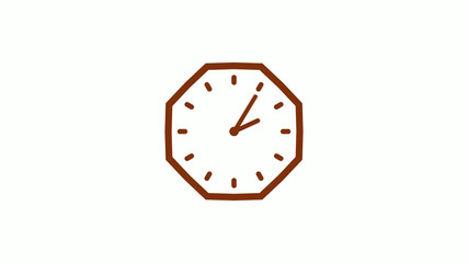 Brown dark counting down 12 hours clock icon on white background