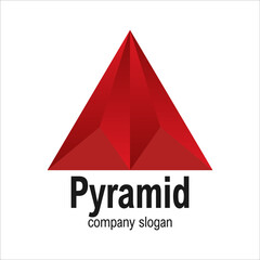 Obraz premium Modern Red Arrow Geometric Polygon Triangle Pyramid Logo Symbol