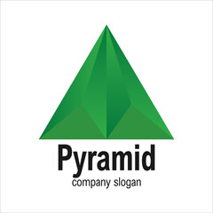 Modern Green Arrow Geometric Polygon Triangle Pyramid Logo Symbol Vector