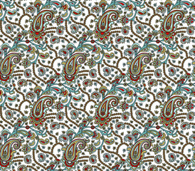 traditional Indian paisley pattern on  white background
