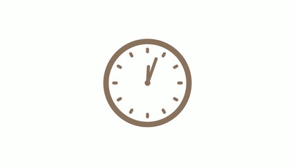 New brown gray 12 hours clock icon on white background