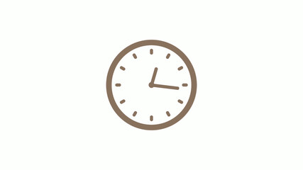 New brown gray 12 hours clock icon on white background