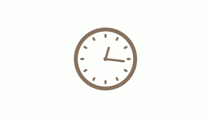 New brown gray 12 hours clock icon on white background